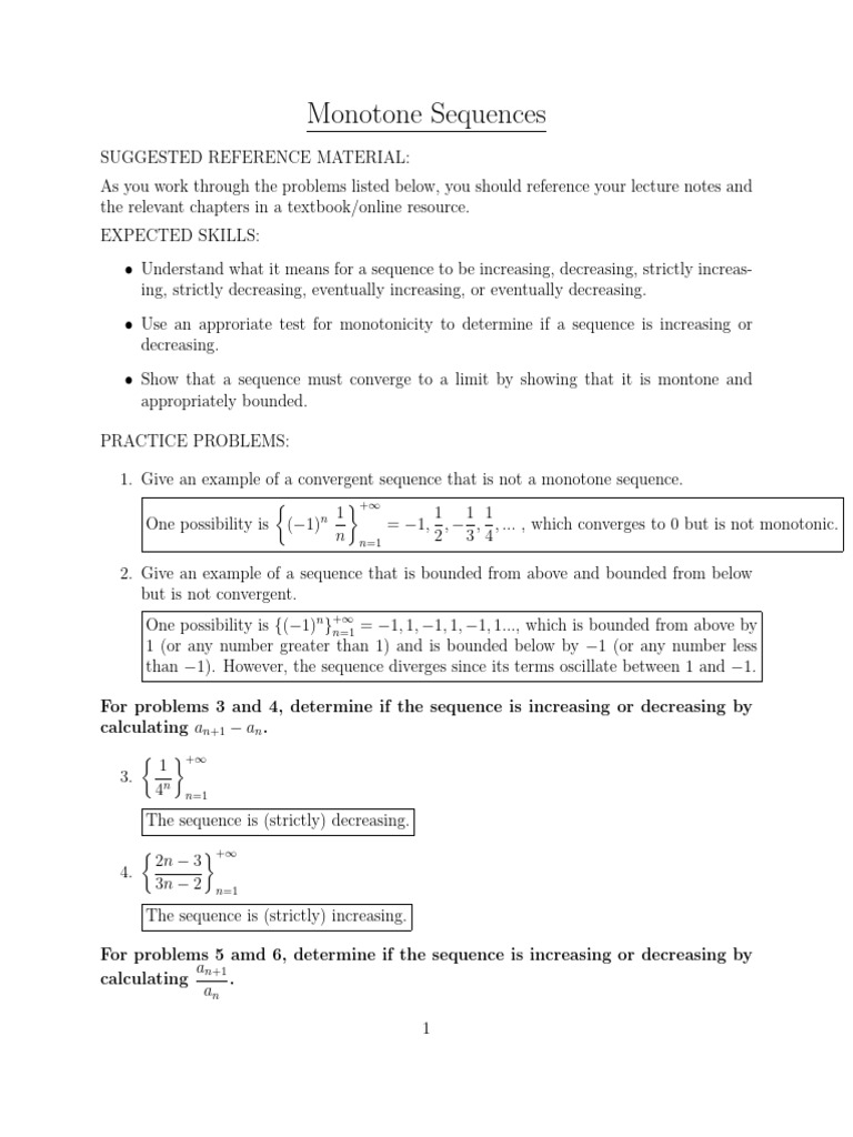 Understanding Monotone Sequences | PDF | Sequence | Monotonic Function