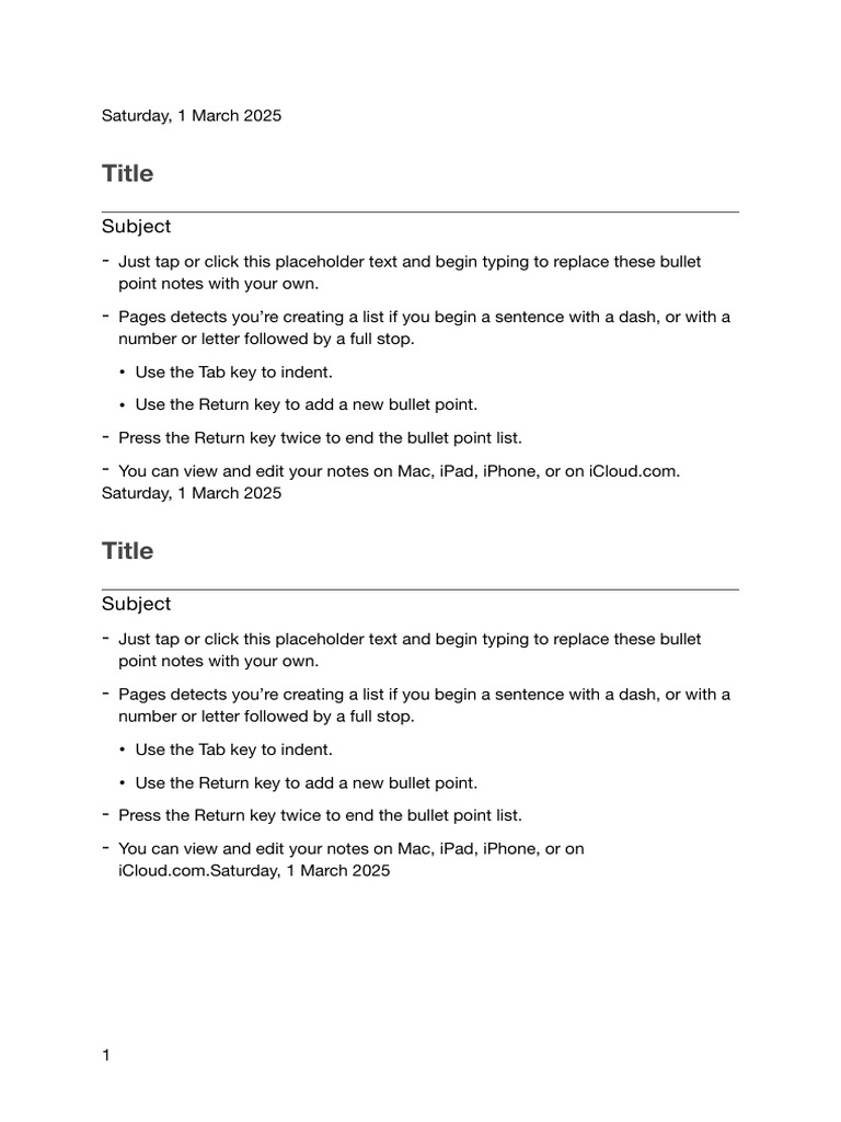 Creating Bullet Points in Notes | PDF