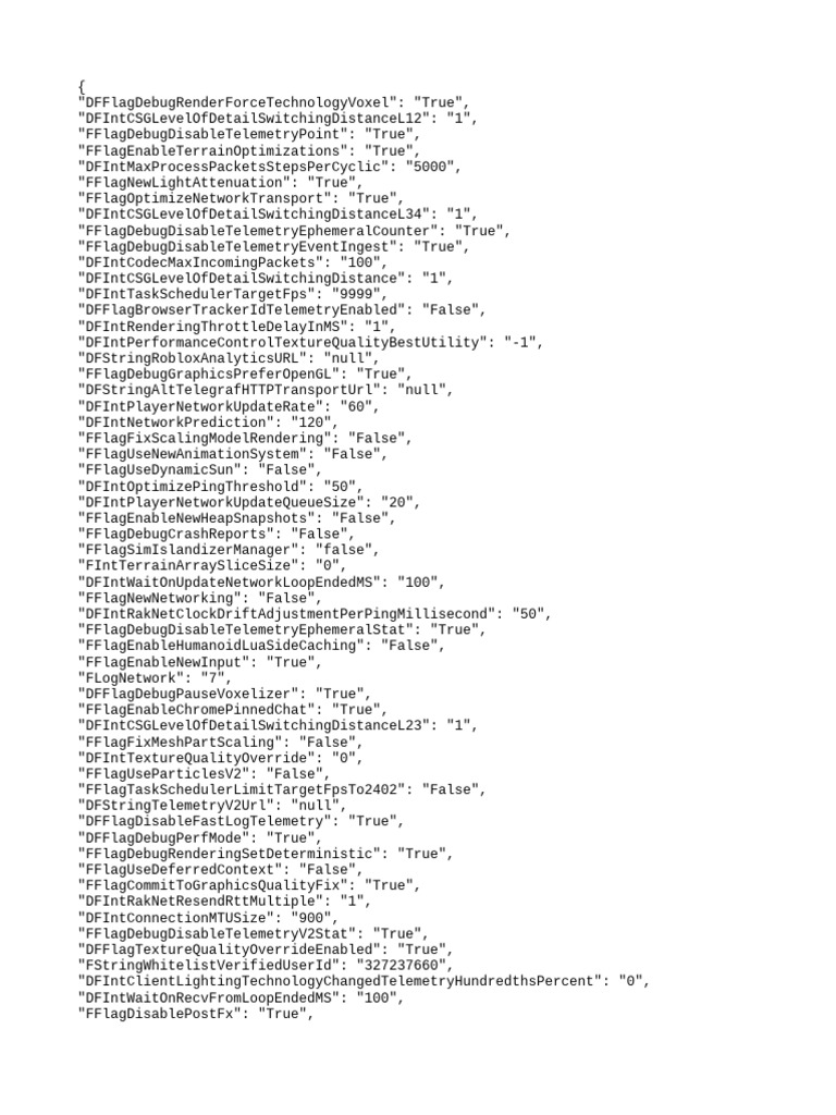 Roblox Performance Optimization Flags | PDF