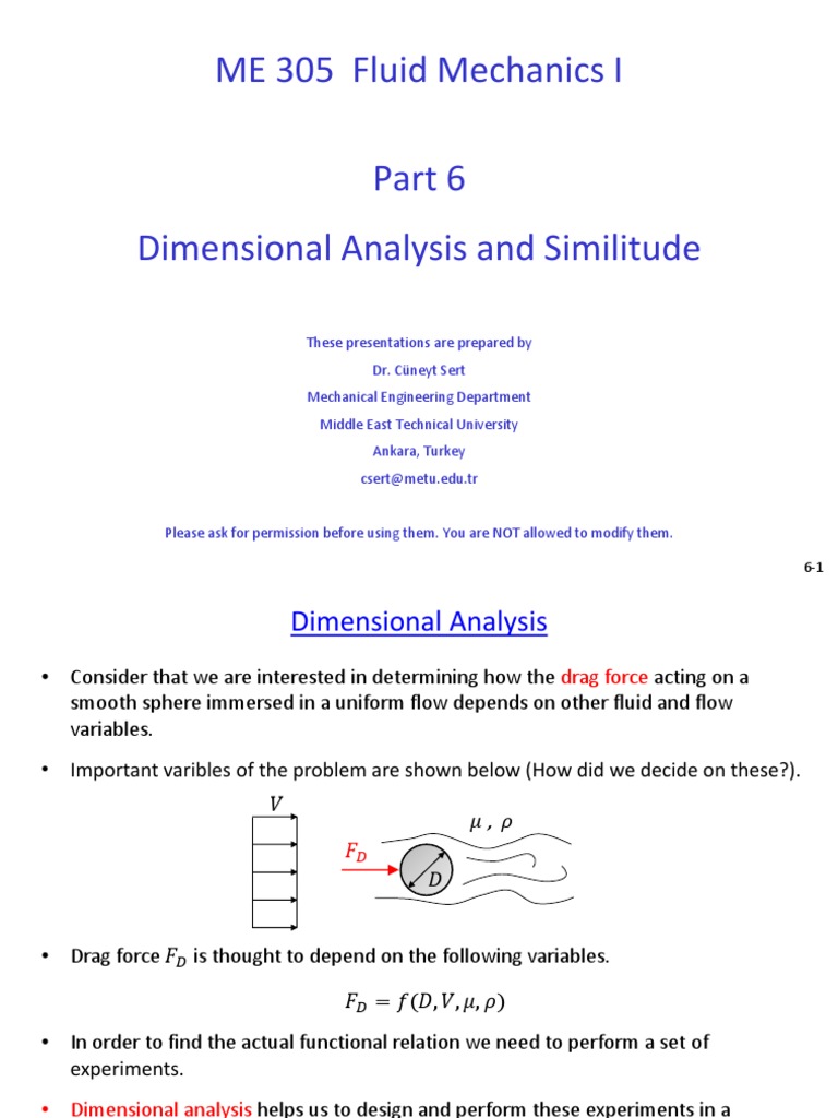 Fluid Mechanics: Dimensional Analysis | PDF | Fluid Mechanics | Drag ...