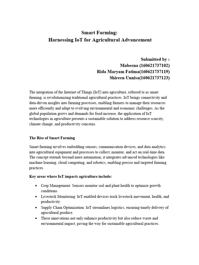 Smart Farming: IoT in Agriculture | PDF | Internet Of Things | Agriculture