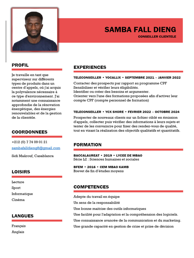 Profil de Samba Fall Dieng | PDF