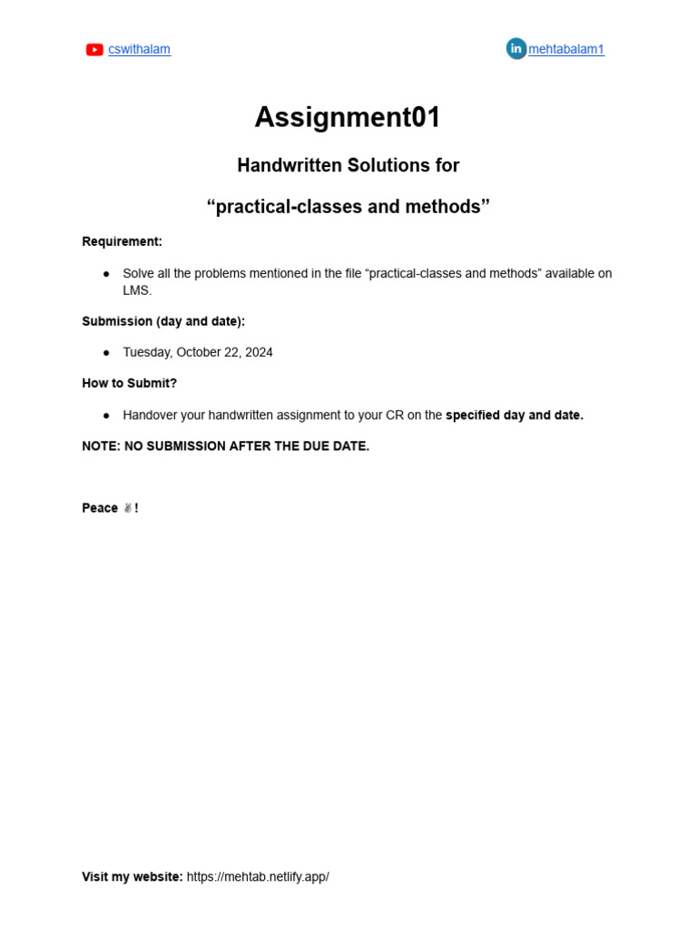 Handwritten Coding Assignment Due | PDF