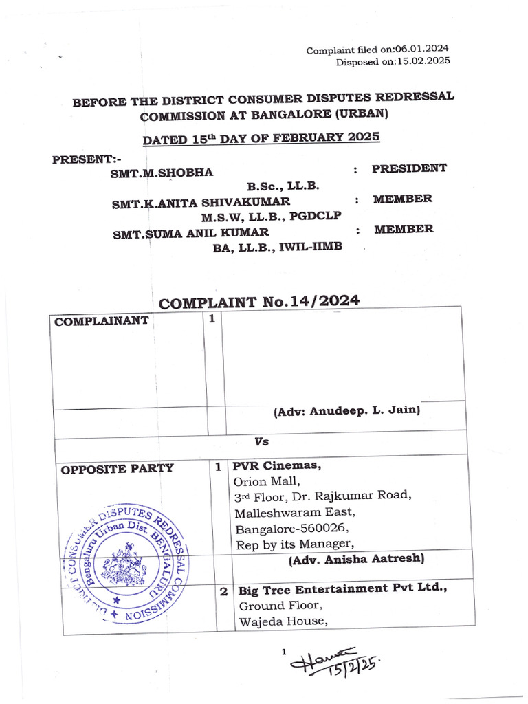 Abhishek V PVR and Ors | PDF