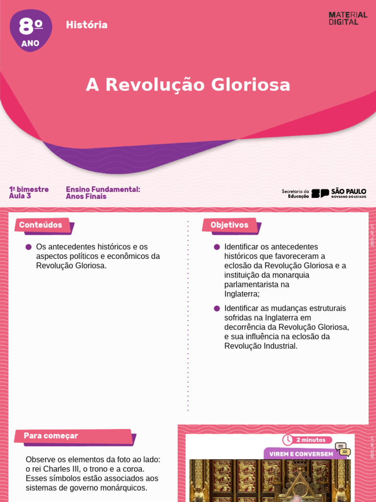 Aula 3 - A Revolução Gloriosa (v2) | PDF | Monarquia | Oliver Cromwell