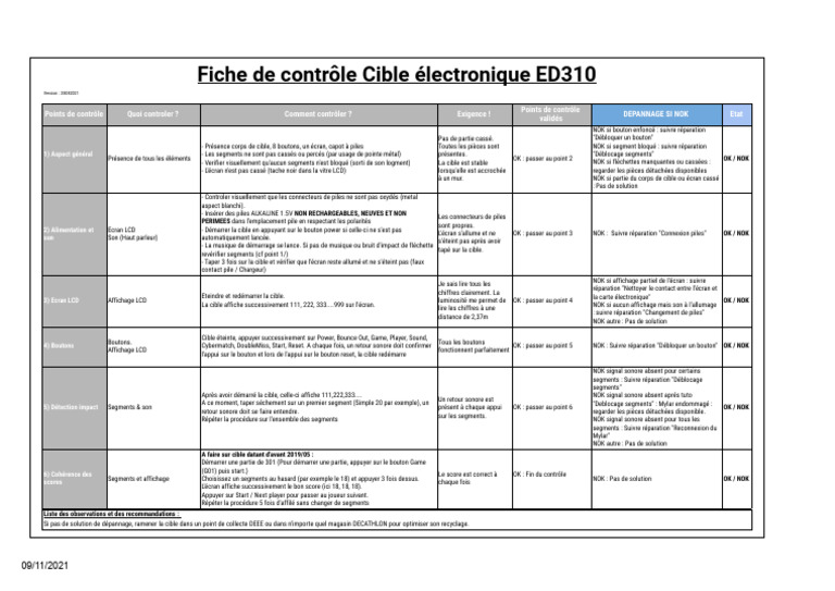Contrôle de la Cible ED310 | PDF
