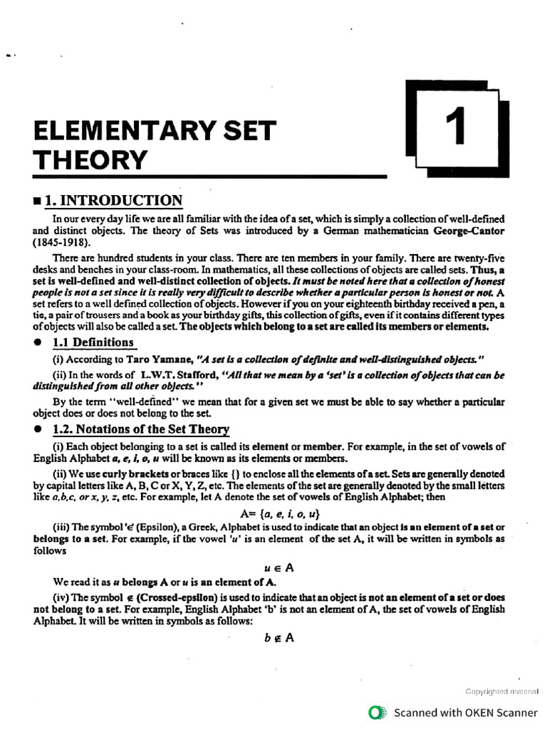 Elementary Set Theroy | PDF