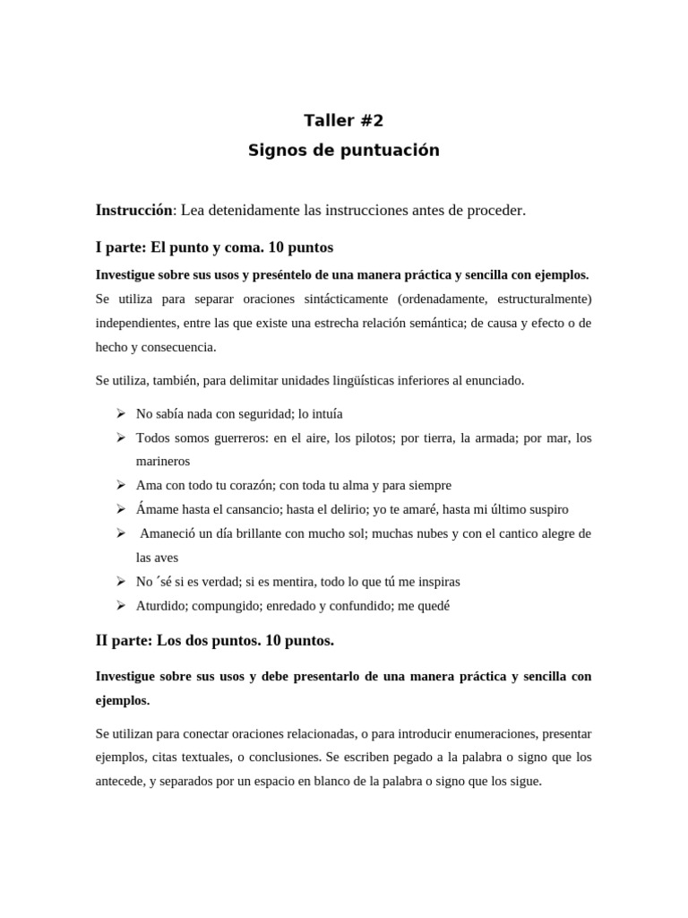 Usos del punto y coma y dos puntos | PDF