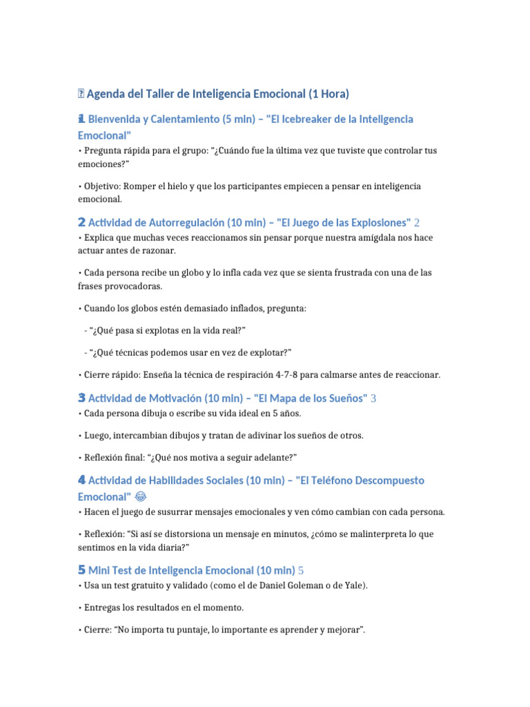 Taller de Inteligencia Emocional 1 Hora | PDF