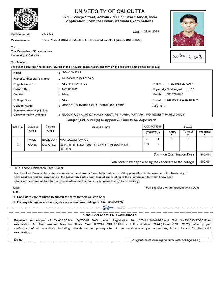 Calcutta University UG Exam Application Form | PDF | Justice | Crime ...