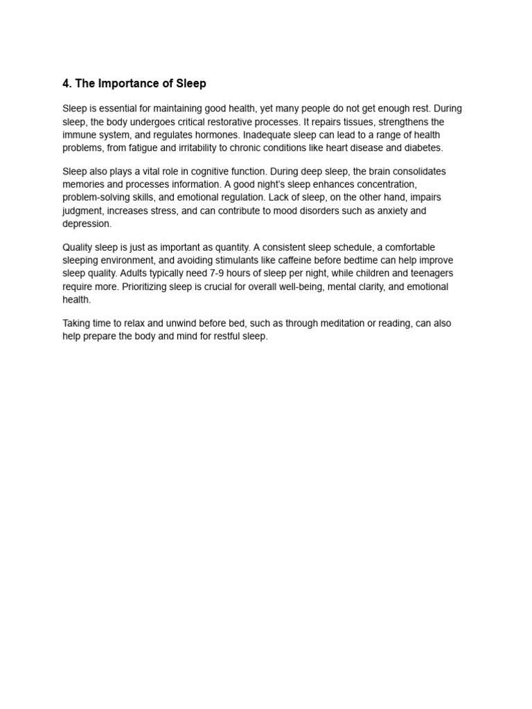 The Importance of Sleep | PDF