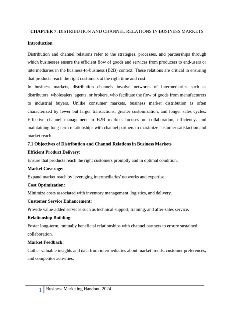 Business Marketing Chapter 7 | PDF | Market (Economics) | Logistics