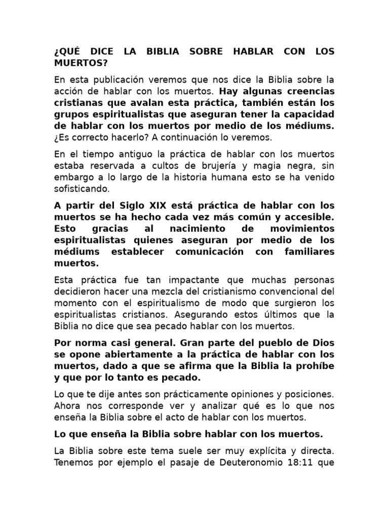 La Biblia y el hablar con los muertos | PDF | Biblia | Saulo