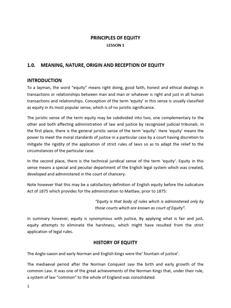Principles of Equity in Contract Law | PDF | Equity (Law) | Legal Remedy