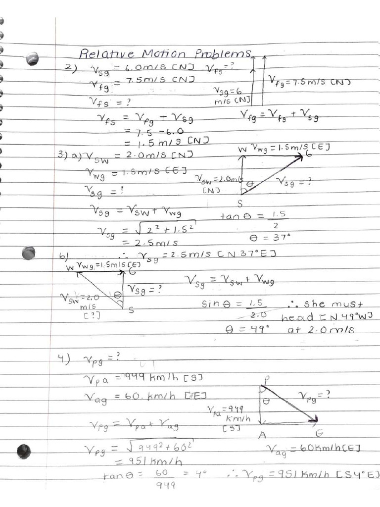 Relative Motion Hw Pdf