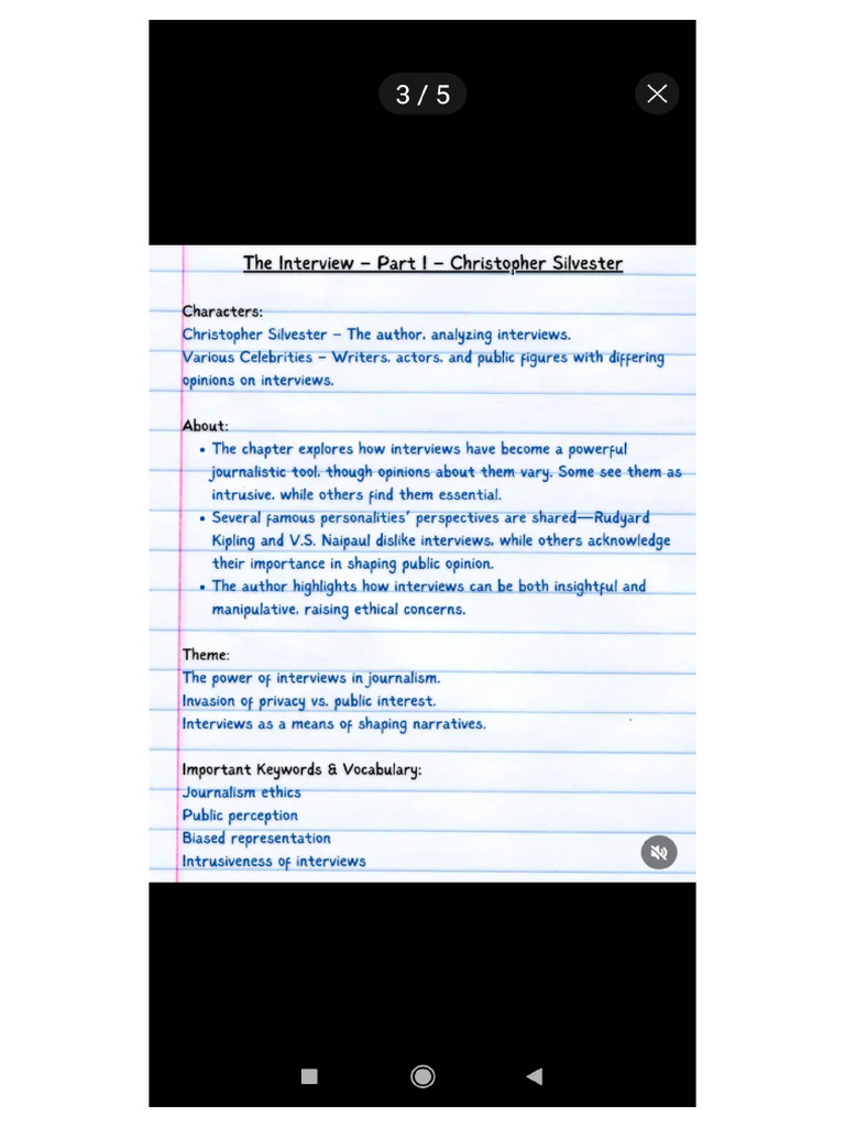 the interview class 12 short notes | PDF