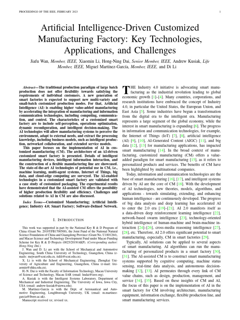 AI in Customized Manufacturing Systems | PDF | Machine Learning ...