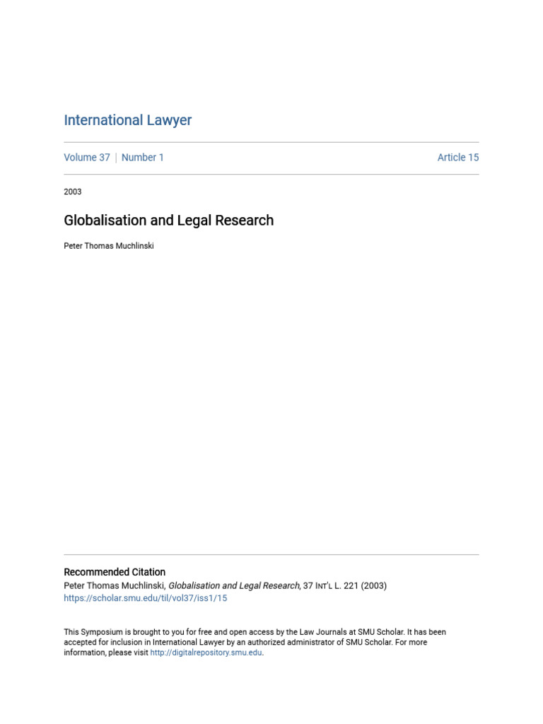 Globalisation in Legal Research Analysis | PDF | International Law ...