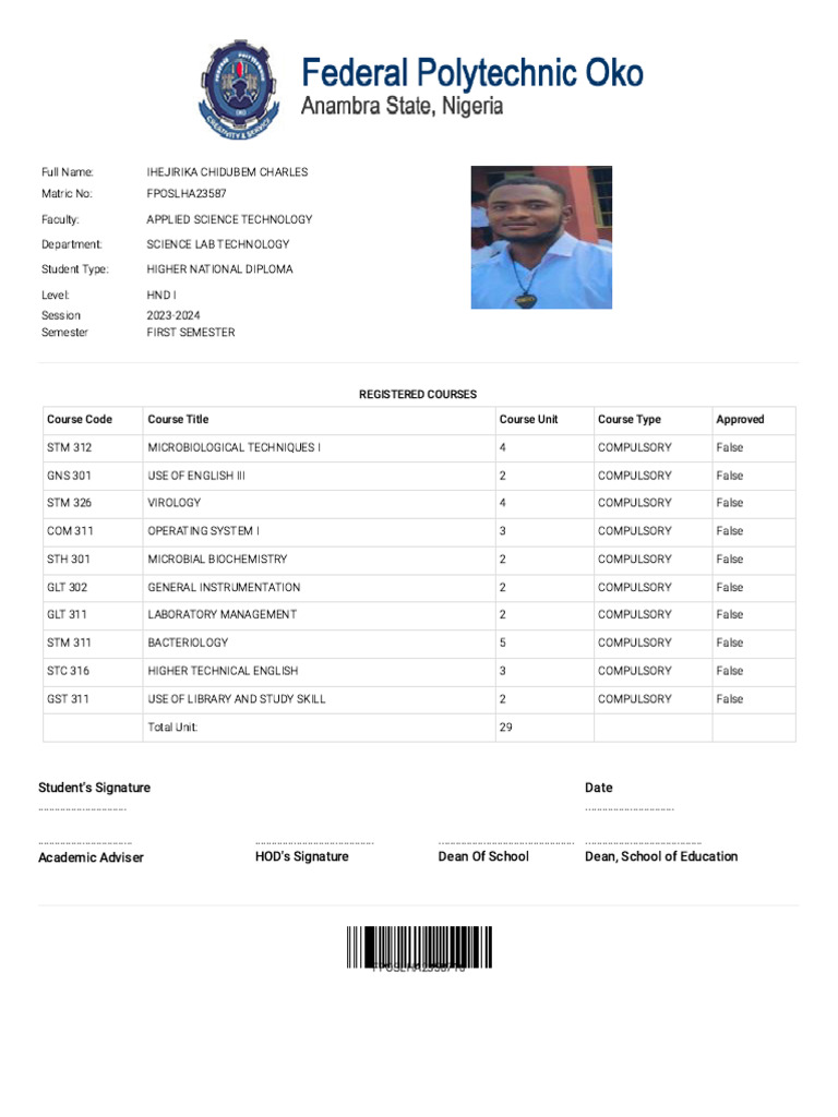 HND I Science Lab Tech Courses | PDF | Vocational Education | Microbiology