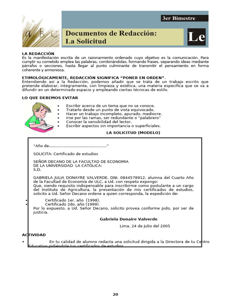 7ma Semana - Lenguaje La Solicitud | PDF