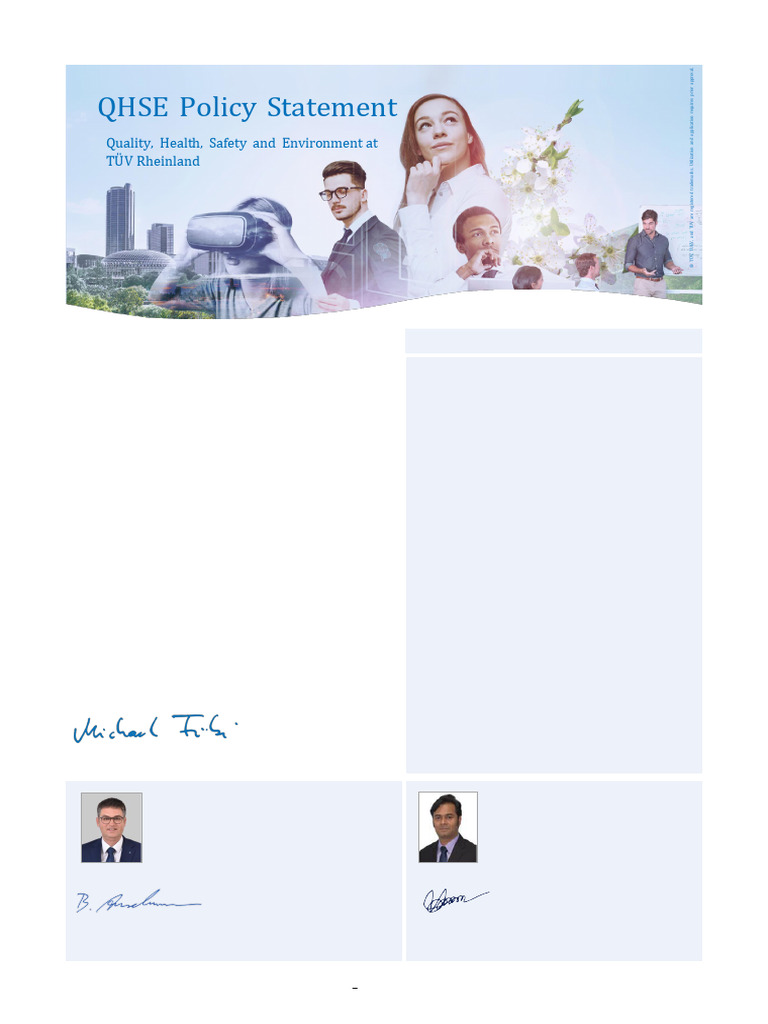 Tuv Rheinland BD Qhse Policy | PDF | Safety | Employment