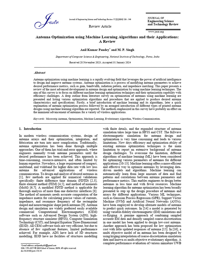 Machine Learning for Antenna Optimization | PDF | Machine Learning ...