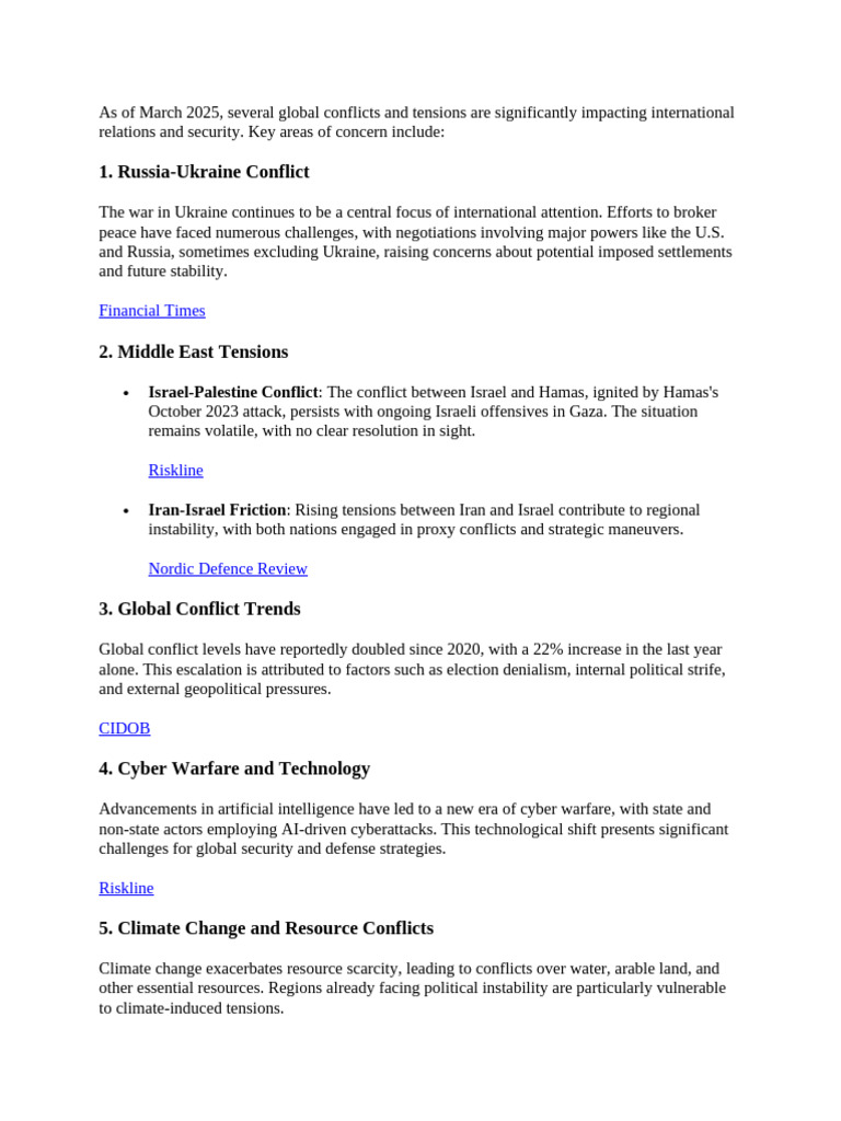 Global Conflicts and Trends in 2025 | PDF