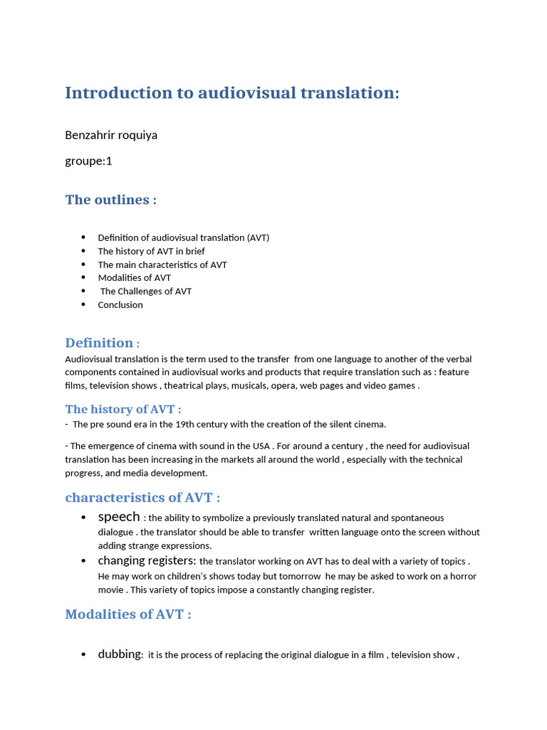 Introduction To Audiovisual Translation | PDF | Translations | Human ...