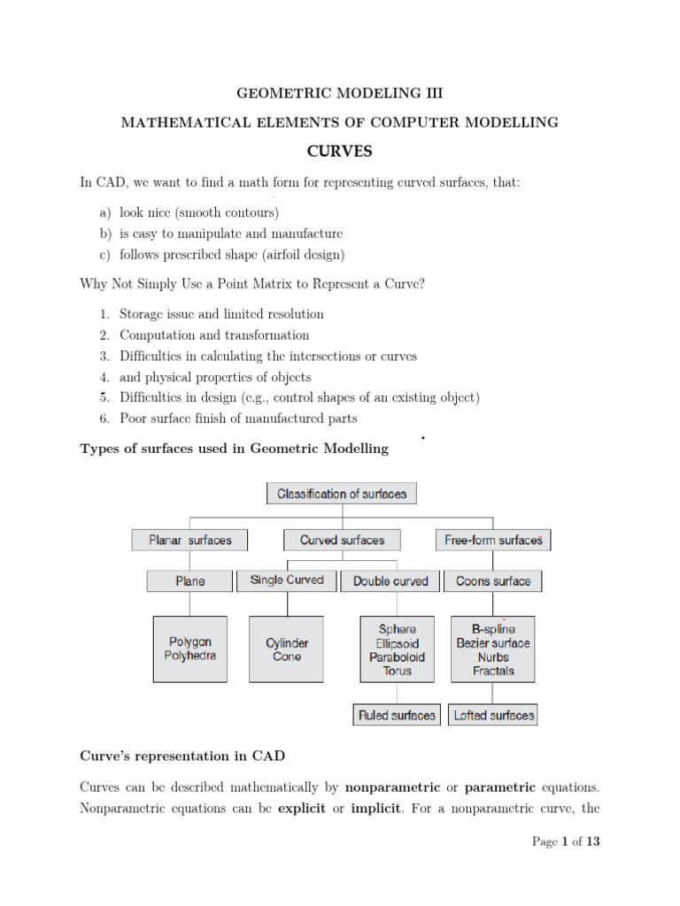 Geometric Modeling of Curved Surfaces | PDF | Spline (Mathematics) | Curve