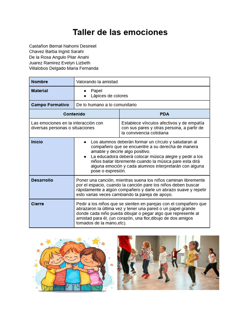 Taller de emociones y amistad infantil | PDF