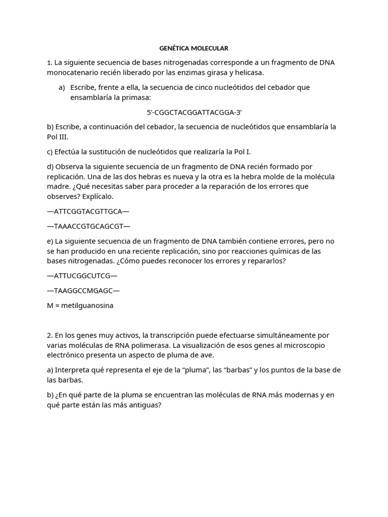 Fundamentos de Genética Molecular y Transcripción | PDF | Adn ...