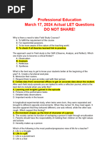 Professional Education Actual Questions March 2024