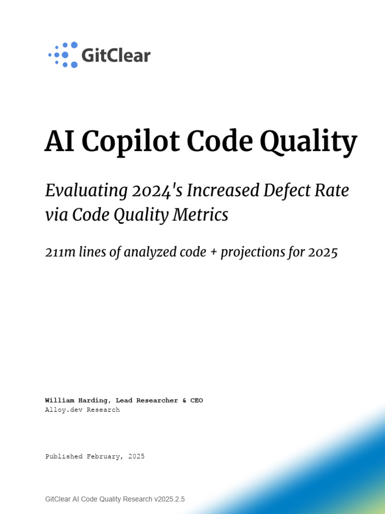 AI Copilot's Impact on Code Quality 2024 | PDF | Software Engineering