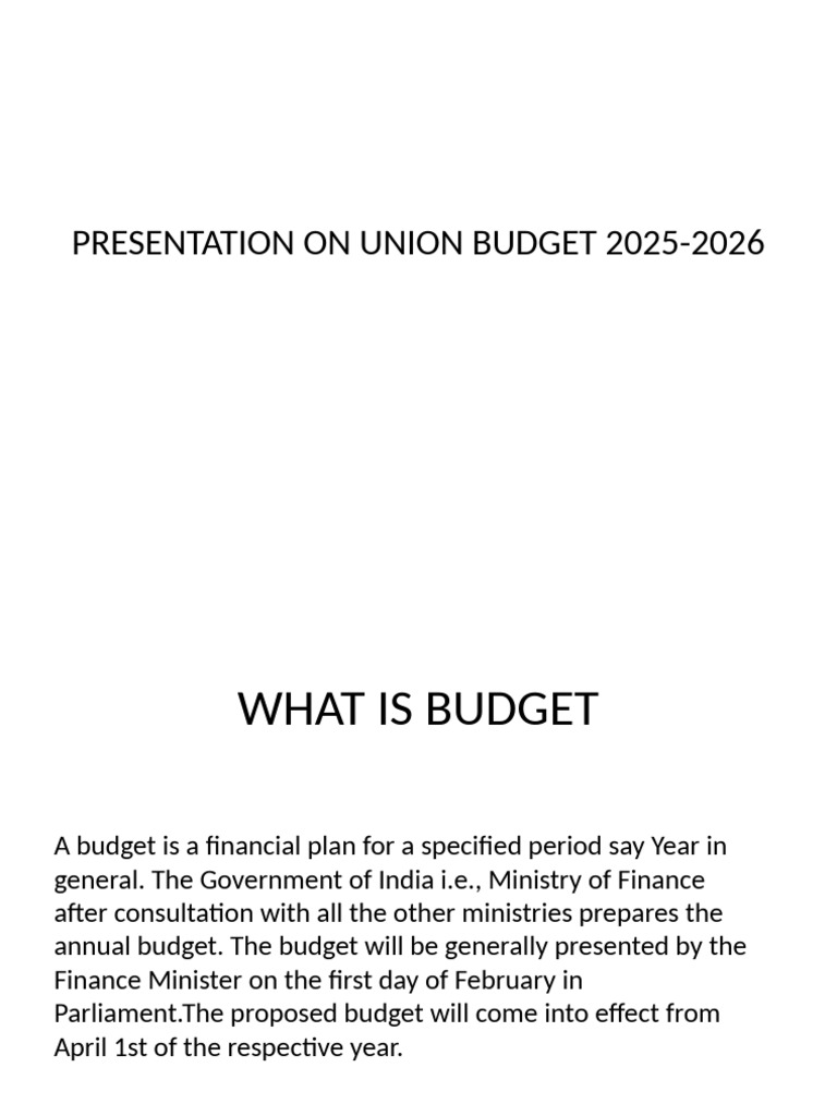 Presentation On Union Budget 2025-2026 | PDF | Taxes | Payments