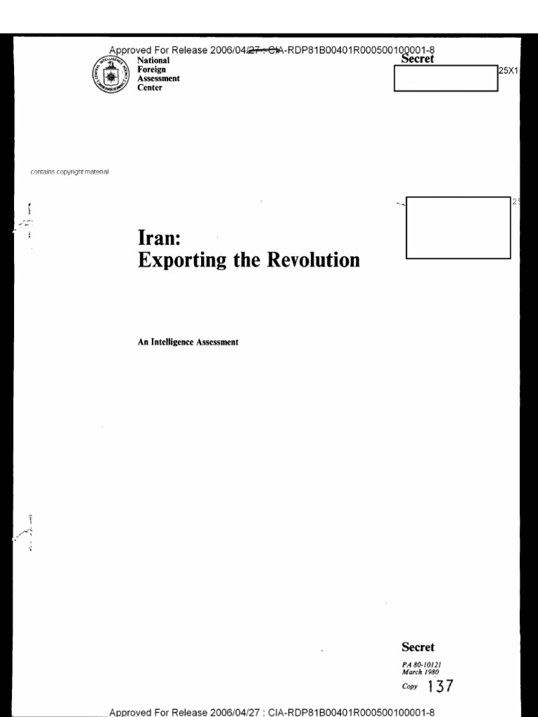 Iran - Exporting The Revolution (CIA) | PDF