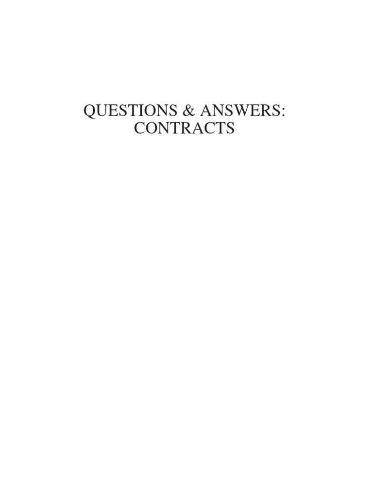Questions & Answers: Contracts | PDF | Common Law | Uniform Commercial Code