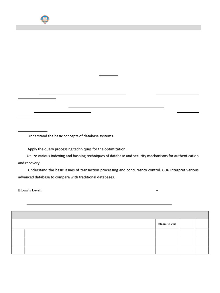 23CB1301-DBMS Question Pattern (26.11.24) | PDF | Relational Model ...