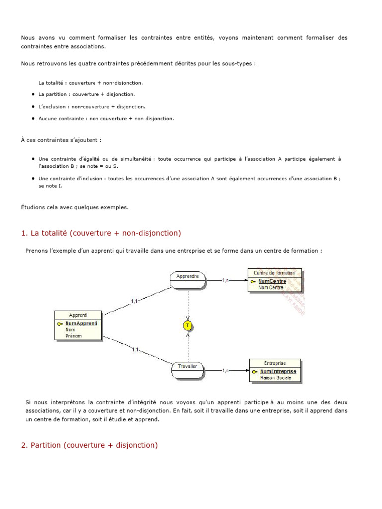 Contraintes entre associations expliquées | PDF