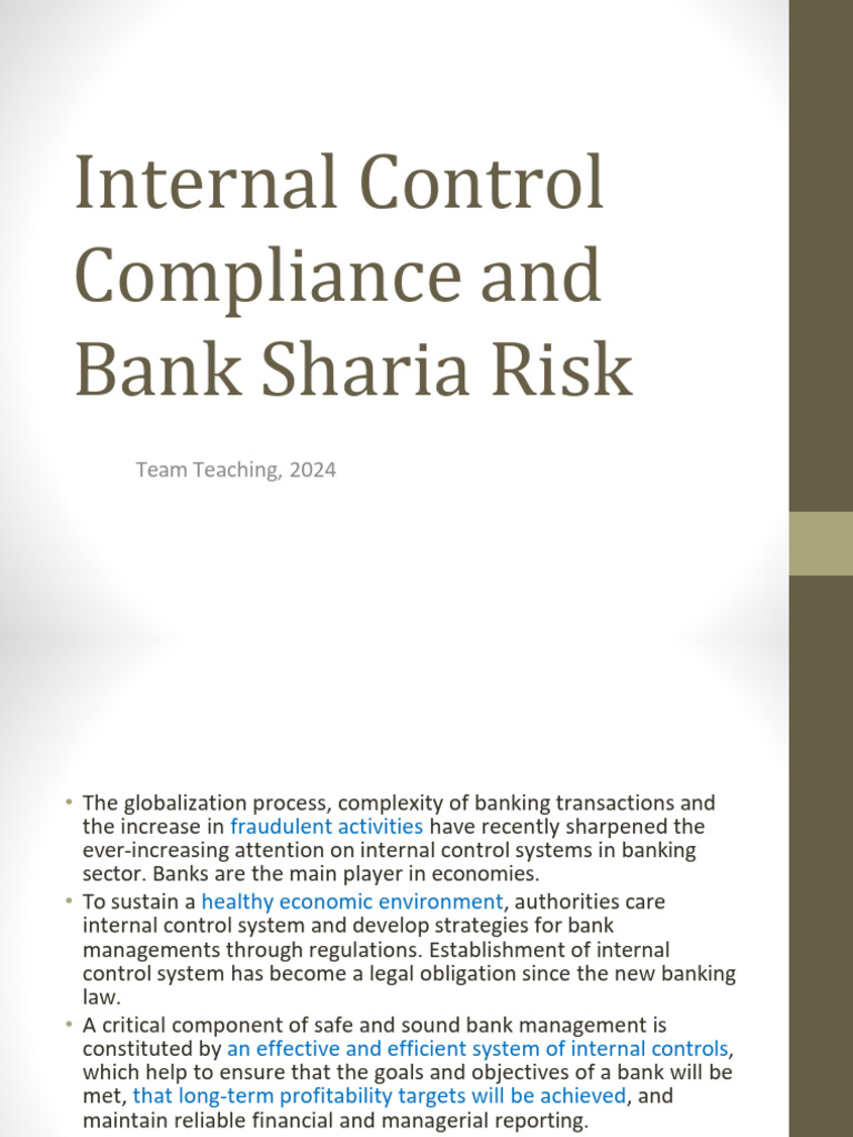 Pertemuan 5 - Internal Control Compliance and Bank Sharia Risk | PDF