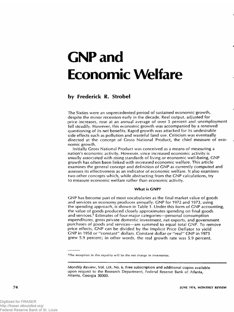 Evaluating GNP as Economic Welfare Indicator | PDF | Measures Of ...
