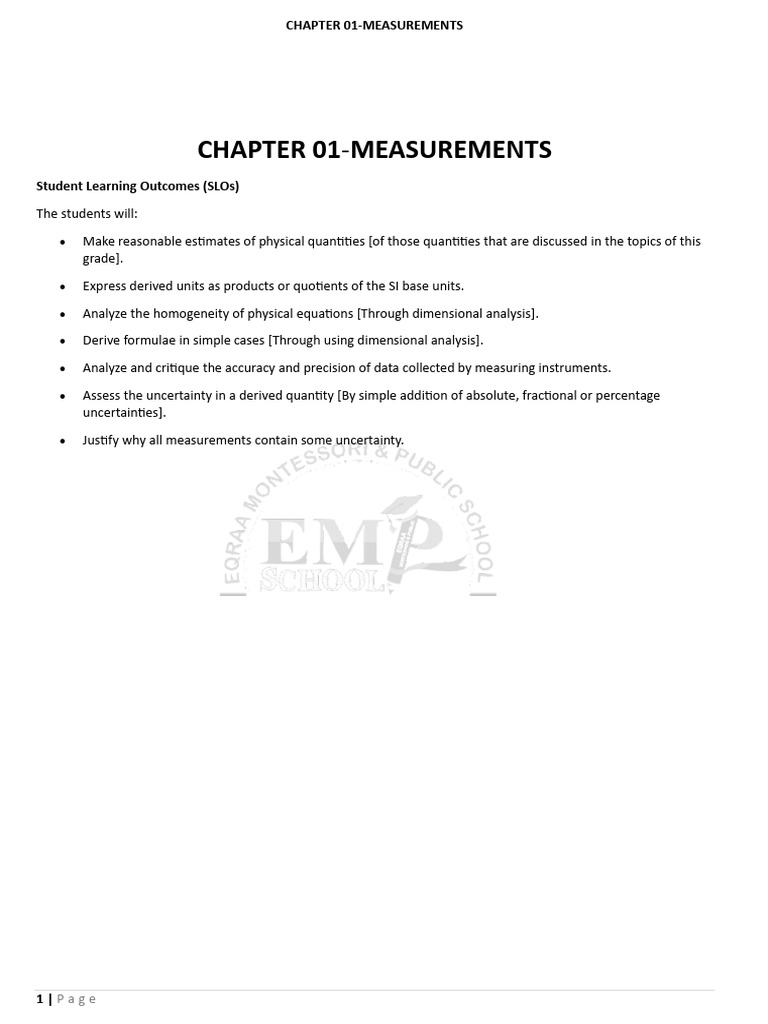 Physics Uit 1 11th | PDF | Accuracy And Precision | Significant Figures