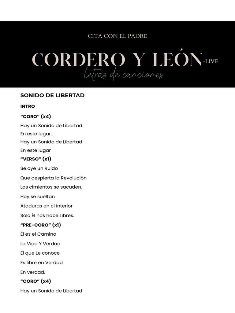 Letras de Canciones-Ccp Live PDF | PDF | Creencia religiosa y doctrina