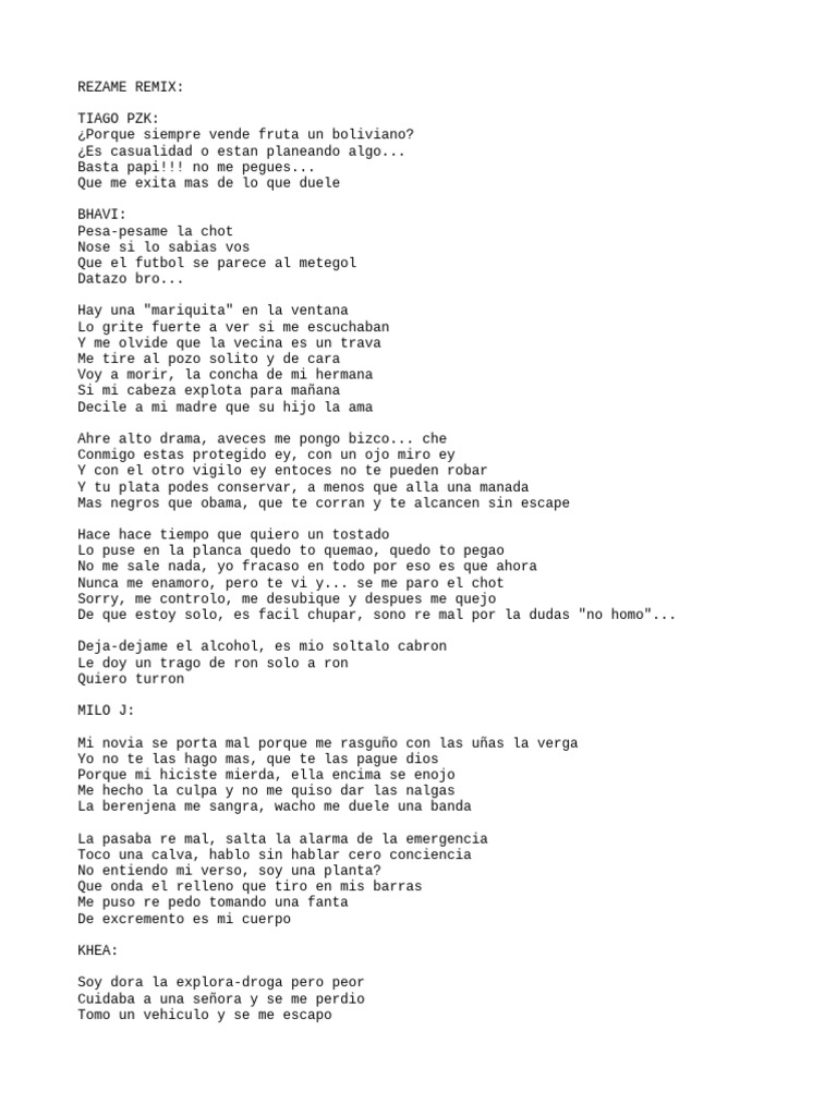 REZAME Remix: Letras y Colaboraciones | PDF