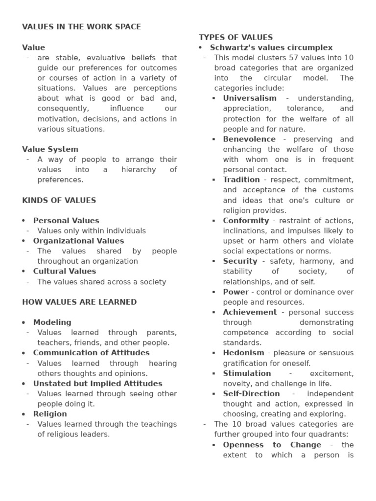 Understanding Values in the Workplace | PDF | Morality | Rights