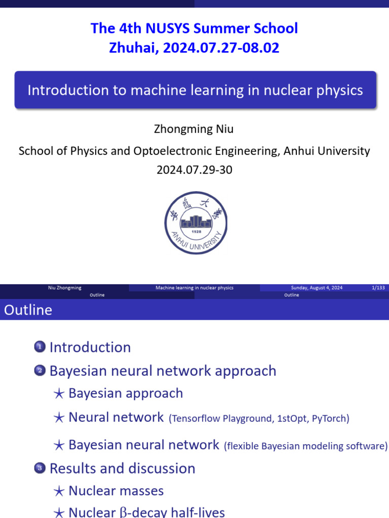 4th NUSYS - ML in NP - ZMNiu | PDF | Nuclear Force | Atomic Nucleus