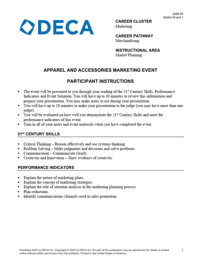 67c1db92ac51d1787ebd8711 DECA AAM 2025 District Event 1 | PDF ...