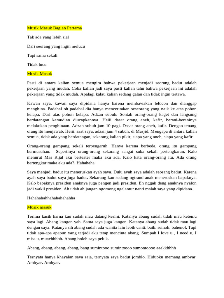 Monolog Badut: Hidup yang Sial | PDF