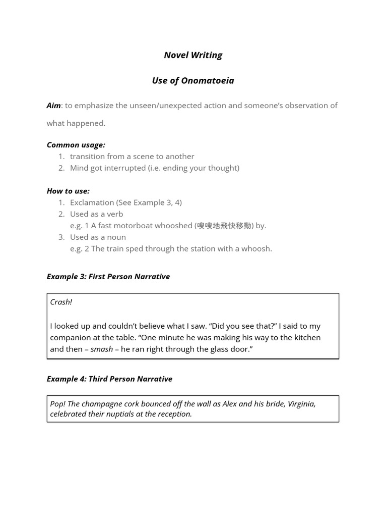 Mastering Onomatopoeia in Novels | PDF