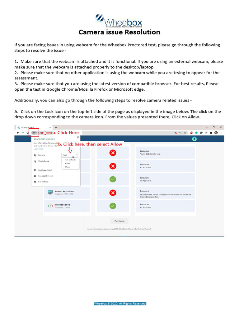 Webcam Troubleshooting for Wheebox Test | PDF